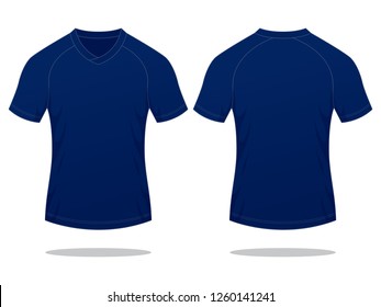 Blank ์Navy Blue Soccer Shirt Template on White Background.
Front and Back View, Vector File.