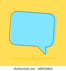 blank blue speech bubble icon on yellow background. vector illustration