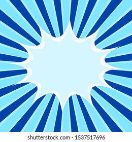 blank blue speech bubble on blue shade color sunburst background. vector illustration