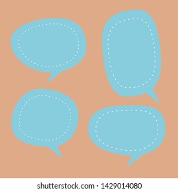 blank blue speech bubbles set on brown background. vector illustration