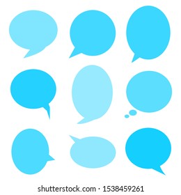 blank blue speech bubbles set isolated on white background. vector illustration