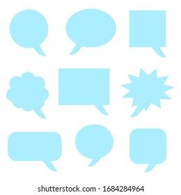 blank blue speech bubbles set isolated on white background. vector illustration