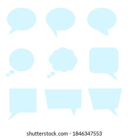 blank blue speech bubbles set with different shape isolated on white background. vector illustration 