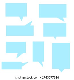 blank blue speech bubbles vector set isolated on white background