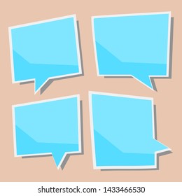 blank blue speech bubbles with white border frame set isolated on brown background. vector illustration