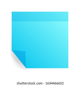 Blank blue square adhesive crumpled notes sticker mock up with curved corner. Mockup empty sticky label or price tags. Realistic textures. Transparent shadows.