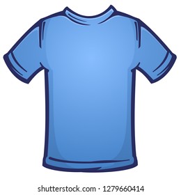 Blank Blue Tee Shirt Blank Cartoon Vector Illustration