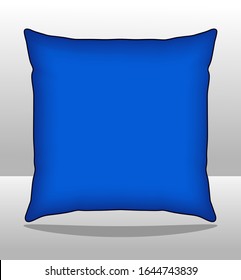 Blank Blue Throw Square Pillow Vector For Template.