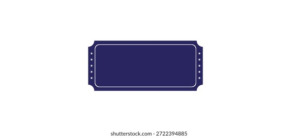 Plantilla de boleto azul en blanco con diseño de lados perforados