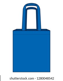 Blank Blue Tote Bag With Handle Template on White Background, Vector File