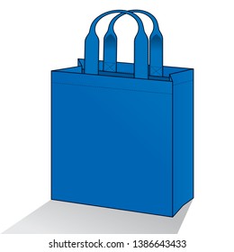 Blank Blue Tote Bag Template Vector on White Background, Perspective View.