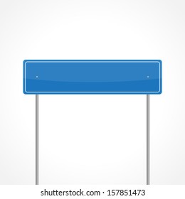 Blank blue traffic sign isolated on white background