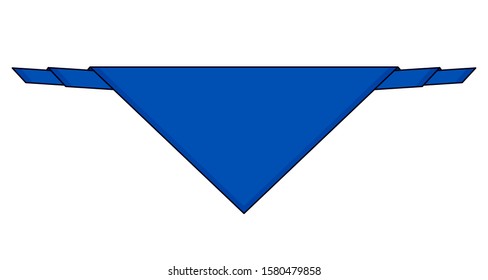 Blank Blue Triangle Scout Scarf Vector for Template on White Background.