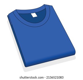 Blank Blue T-Shirt Folded on White Background, Vector File