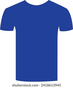 Blank blue t-shirt, front view, isolated on white background