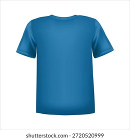 Camiseta azul en blanco Vista posterior de la Ilustración vectorial, Plantilla de ropa personalizable