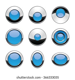 Blank blue web buttons for website or app. Vector