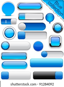 Blank blue web buttons for website or app. Vector eps10.