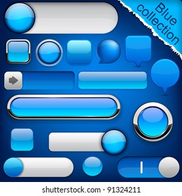 Blank blue web buttons for website or app. Vector eps10.