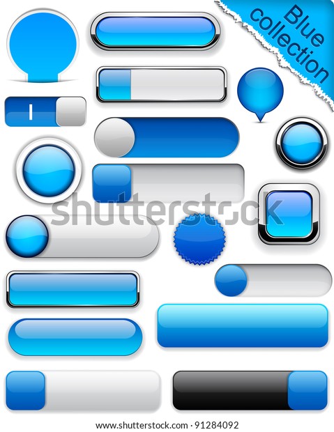 Blank Blue Web Buttons Website App Stock Vector Royalty Free