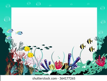 Blank Board Blue Sea Underwater Background Stock Vector (Royalty Free ...