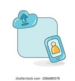 blank board with cloud upload and mobile phone icon