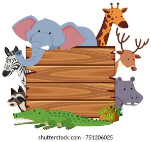 Blank board with cute animals illustration