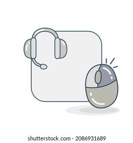 blank board with headphone and computer mouse icon