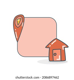 blank board with house and map pin icon