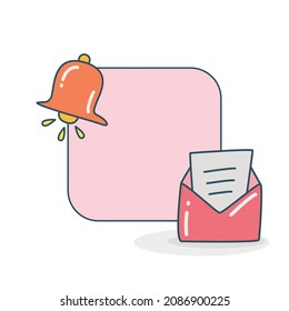 blank board with letter and notification bell vector illustration