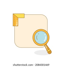 blank board with magnifier and square ruler vector illustration