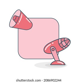 blank board with microphone and megaphone icon