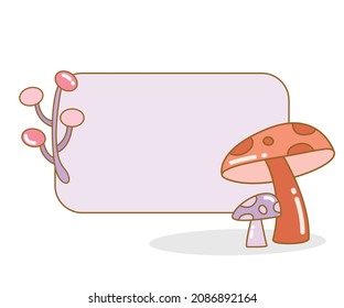 blank board with mushroom and berry vector illustration
