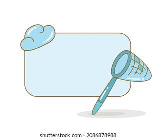 leere Tafel mit Netzlöffel und Cloud-Symbol