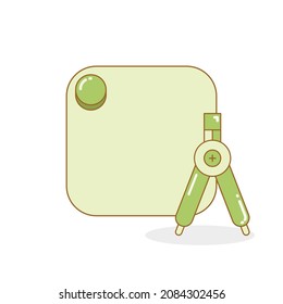 blank board and reminder note with compass vector illustration