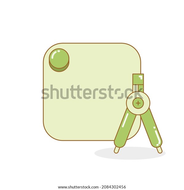 blank board and reminder note with compass
vector illustration