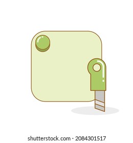 blank board and reminder note with cutter knife vector illustration