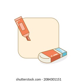 blank board and reminder note with eraser vector illustration