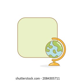 blank board and reminder note with globe vector illustration