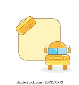 blank board and reminder note with schol bus and ruler vector illustration