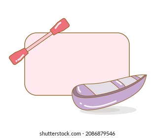 blank board with rowboat and paddle vector illustration
