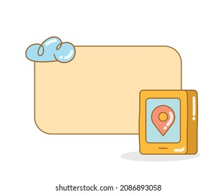 blank board with smartphone gps and cloud vector illustration