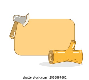 leere Tafel mit Holz und Axt-Vektorgrafik