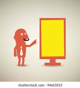 Blank boards. Businessman showing an empty board