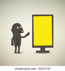 Blank boards. Businessman showing an empty board