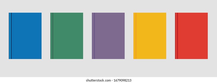 Blank book cover design template for organizers or notebooks in different colours.