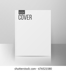 Blank Book Cover Isolated Vector. Illustration Isolated On Gray Background. Empty White Mock Up Template For Design