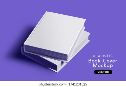 Blank book cover mockup design layout with shadows for branding. Vector illustration.