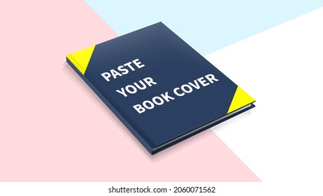 Blank book cover mockup layout design with shadows for branding. Vector illustration.