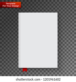 Blank book cover on transparent background